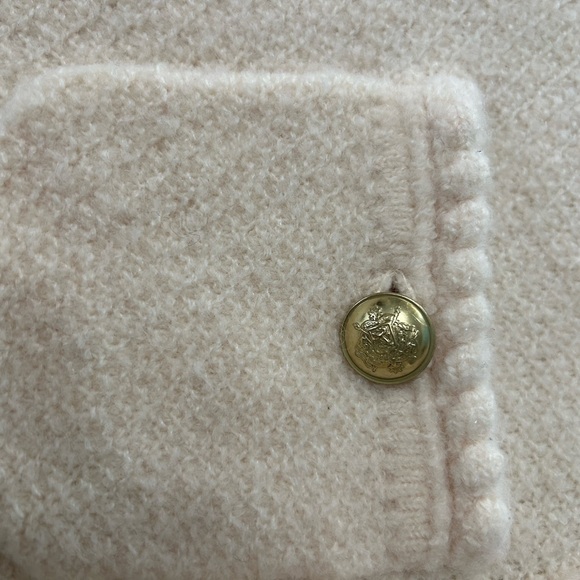 J.Crew Emilie Patch-Pocket Sweater Lady Jacket - Cream Ivory Bobble Trim M BNWT - Picture 5 of 5